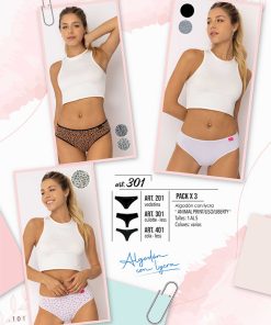 Codigo: 201 -- marey lingerie -- PACK X 3 vedetina algodon con lycra "ANIMAL PRINT/LISO/LIBERTY"