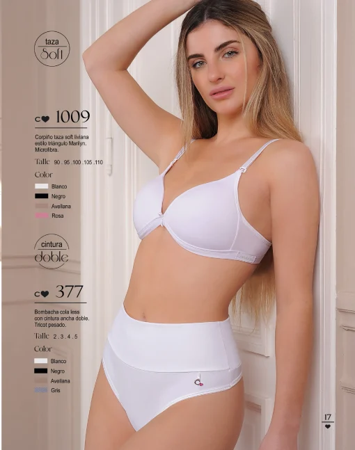 Codigo: 1009 -- coramina lenceria -- Corpiño taza soft liviana estilo triangulo marilyn. Microfibra.